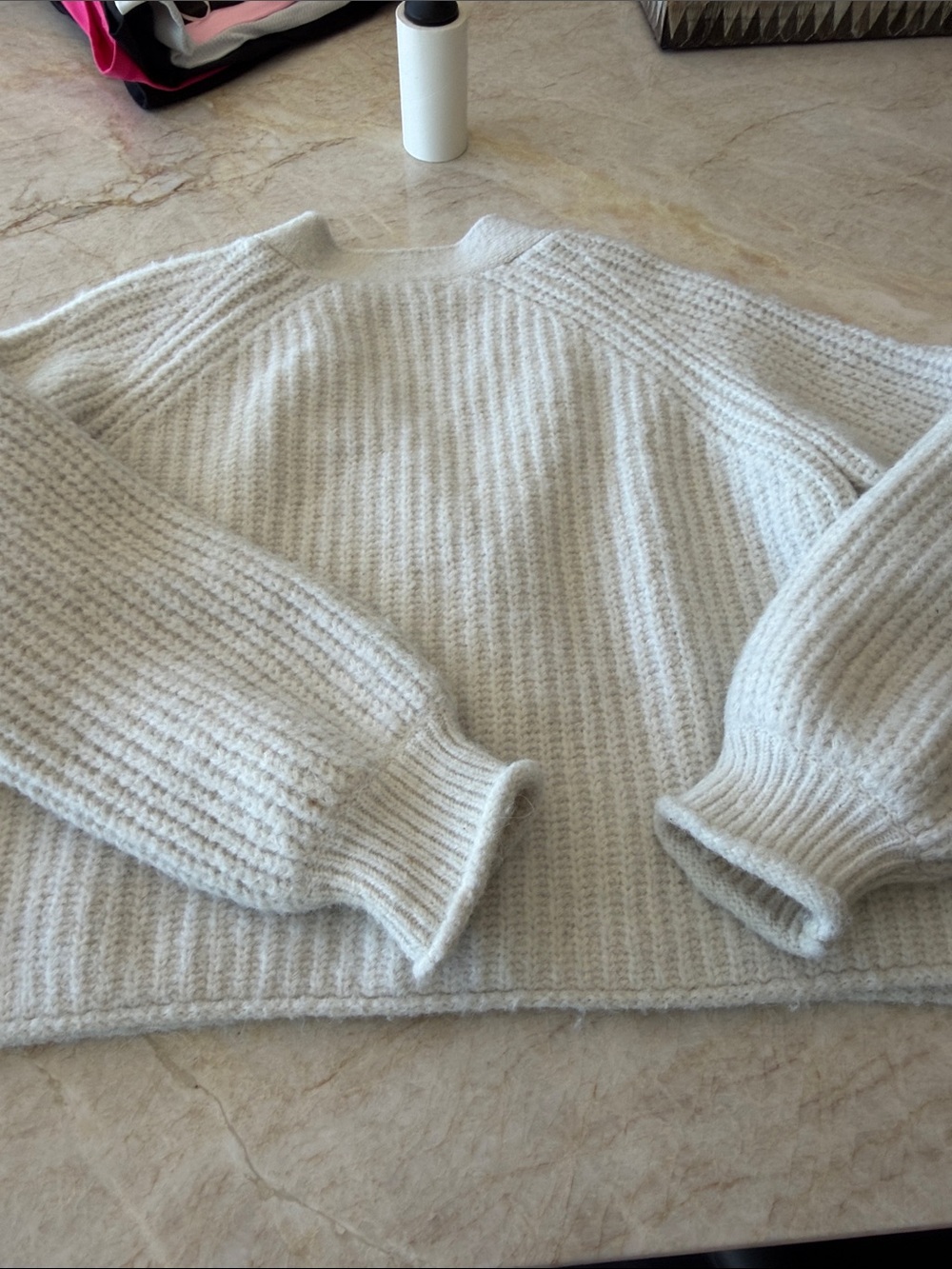 Zara Off-White Ribbed Button Cardigan - Picture 5 of 5